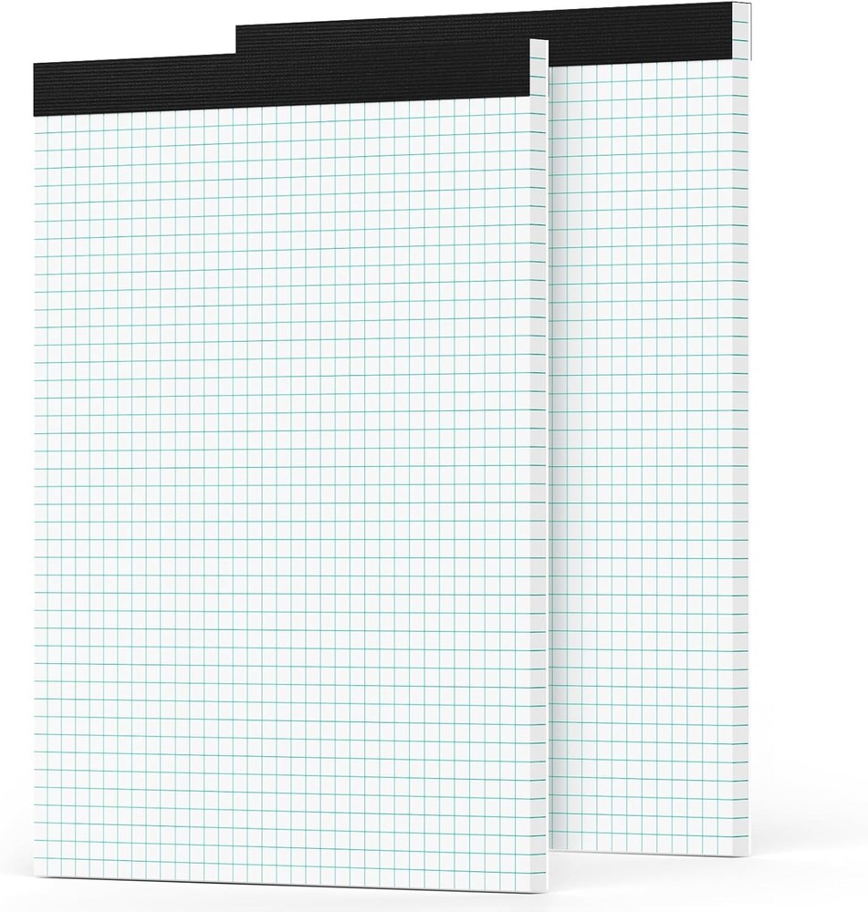 Grid Pad Notebook 8.5 x 11 - 2 Pack, Ideal for Sketching and Design