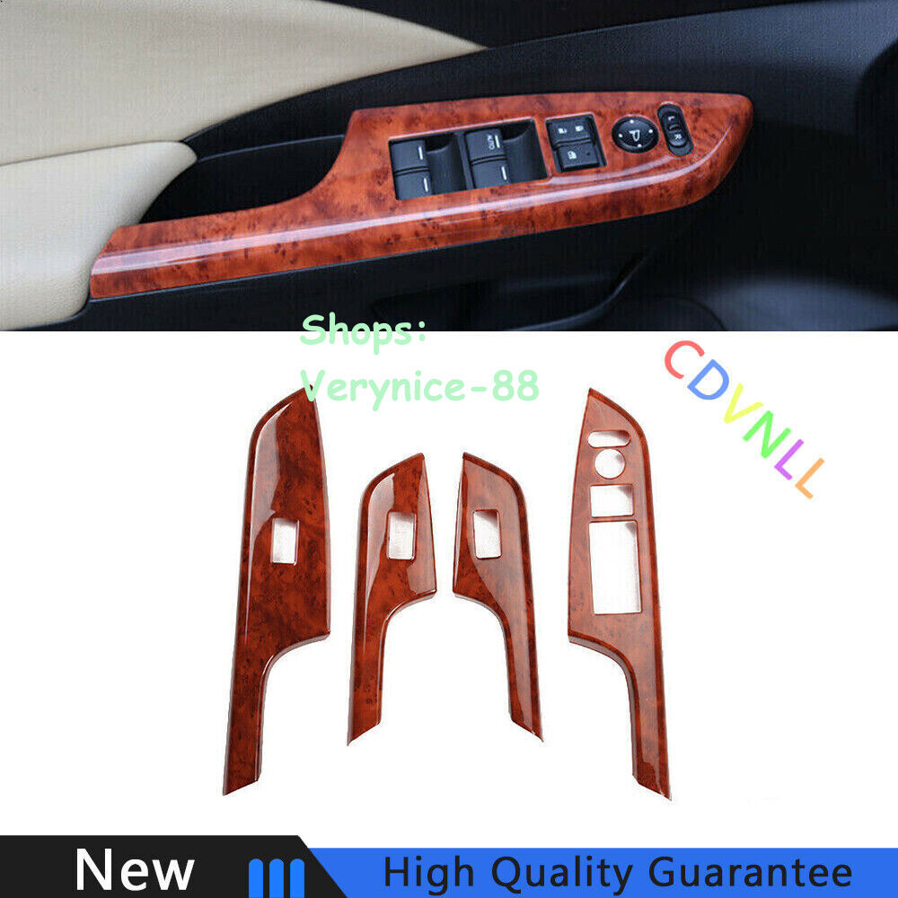 For Honda CRV CR-V 2012-2016 Red Wood Grain Window Lock Lift Panel Frame Trim 4*
