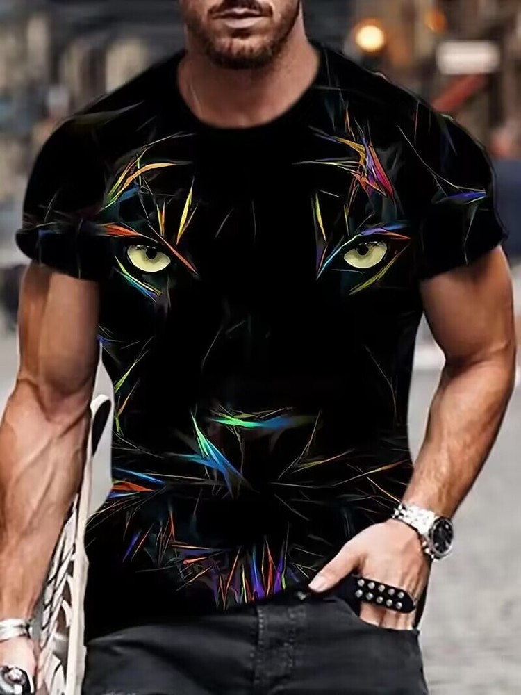 T Shirts Abstract Black Panther Print Graphic Fashion Short Sleeve Silky Tee Top-image