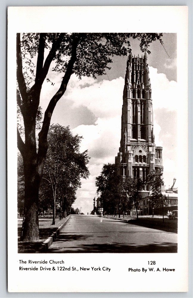 RPPC~New York City~Street View Of The Riverside Drive Church~Real Photo Postcard