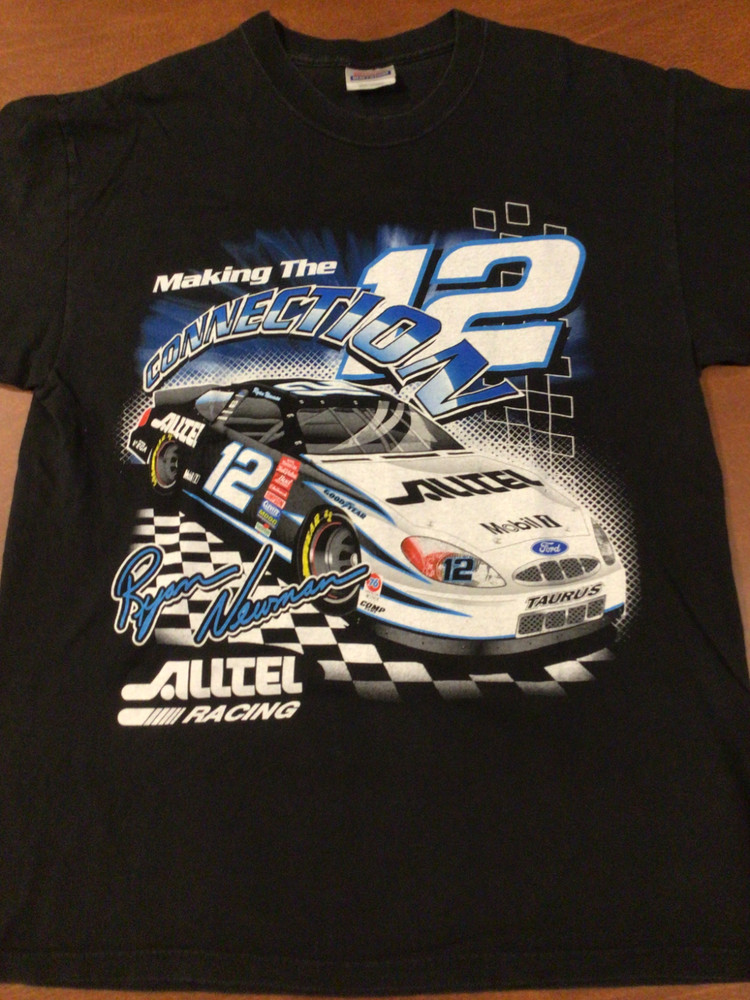 Vintage 2002 Ryan Newman Alltel NASCAR Y2K Double Sided Large Graphic T-Shirt