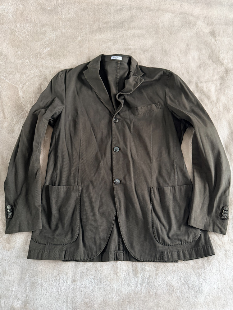 BOGLIOLI MILANO MENS OLIVE GREEN UNSTRUCTURED COTTON JACKET BLAZER SIZE L IT 56