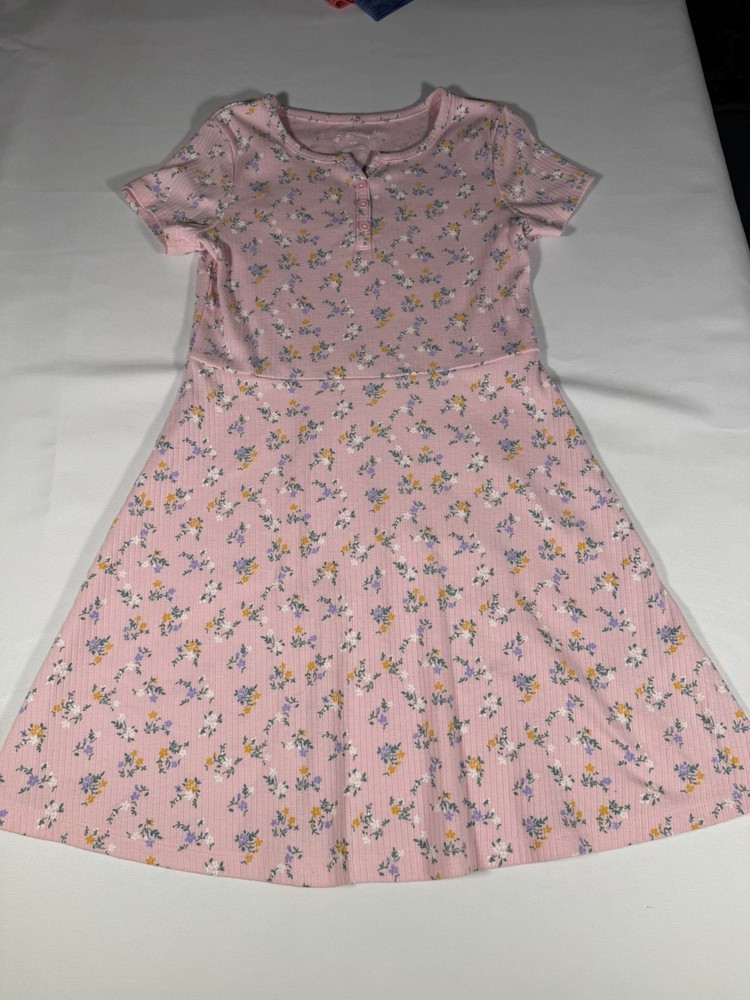 Art Class Girls Dress Size 8 M Medium Pink Ribbed Floral Spring Summer Easter