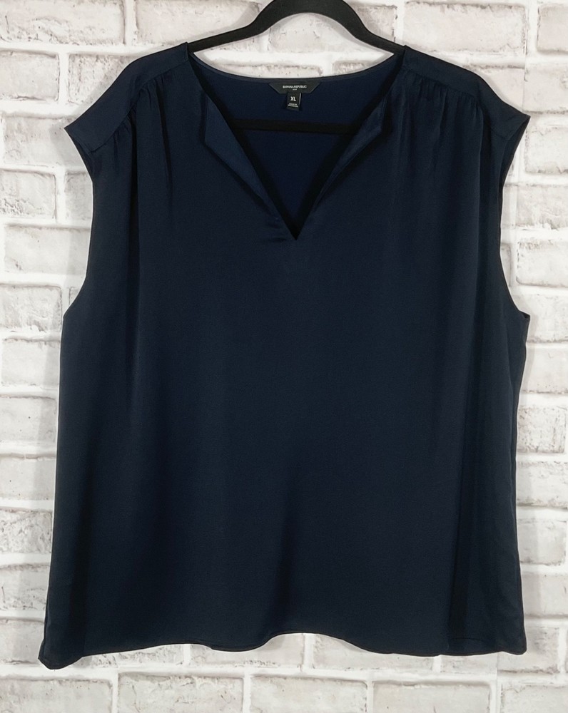 Banana Republic Tank Top Womens Size XL Navy Blue Pullover V-Neck Sleeveless