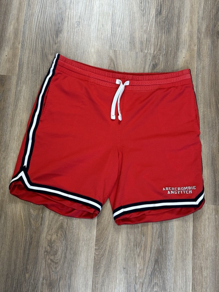Vintage Abercrombie and Fitch Basketball Red Shorts Drawstring Pockets Y2K Sz M