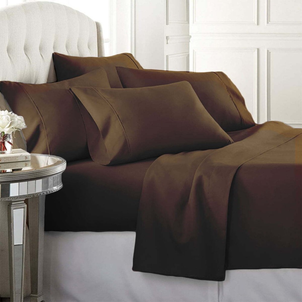 Luxury Home Super-Soft 1600 Series 6 Pcs Bed Sheets Set (Queen, Chocolate)