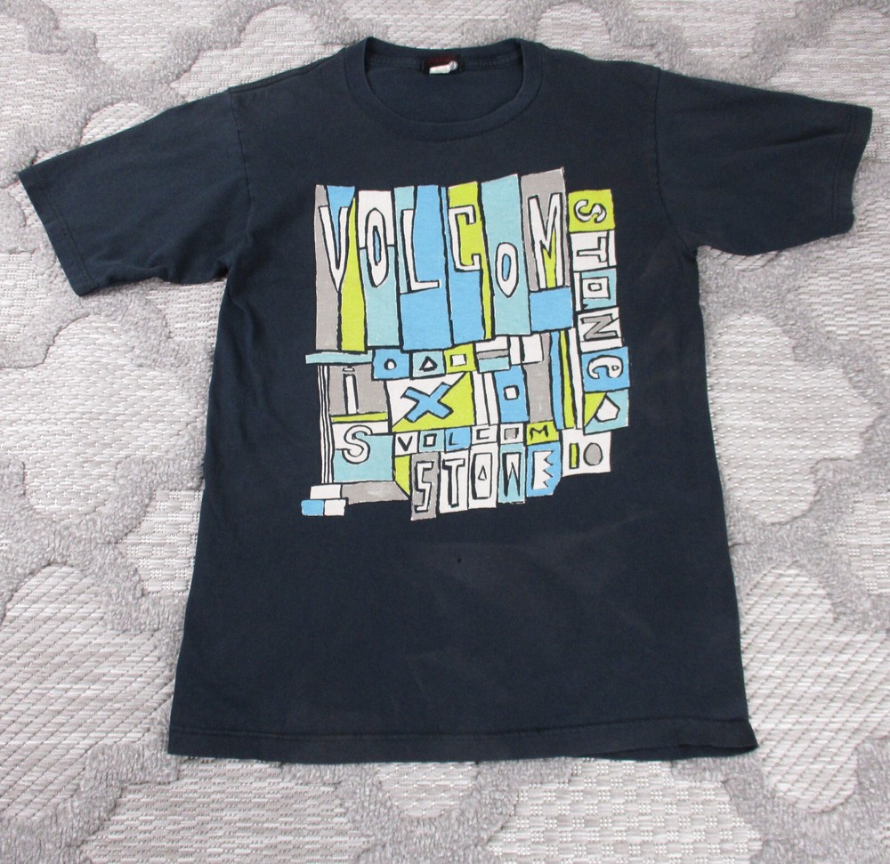 Vintage Volcom Shirt Mens Small Black Logo Abstract Graffiti Print Short Sleeve-image