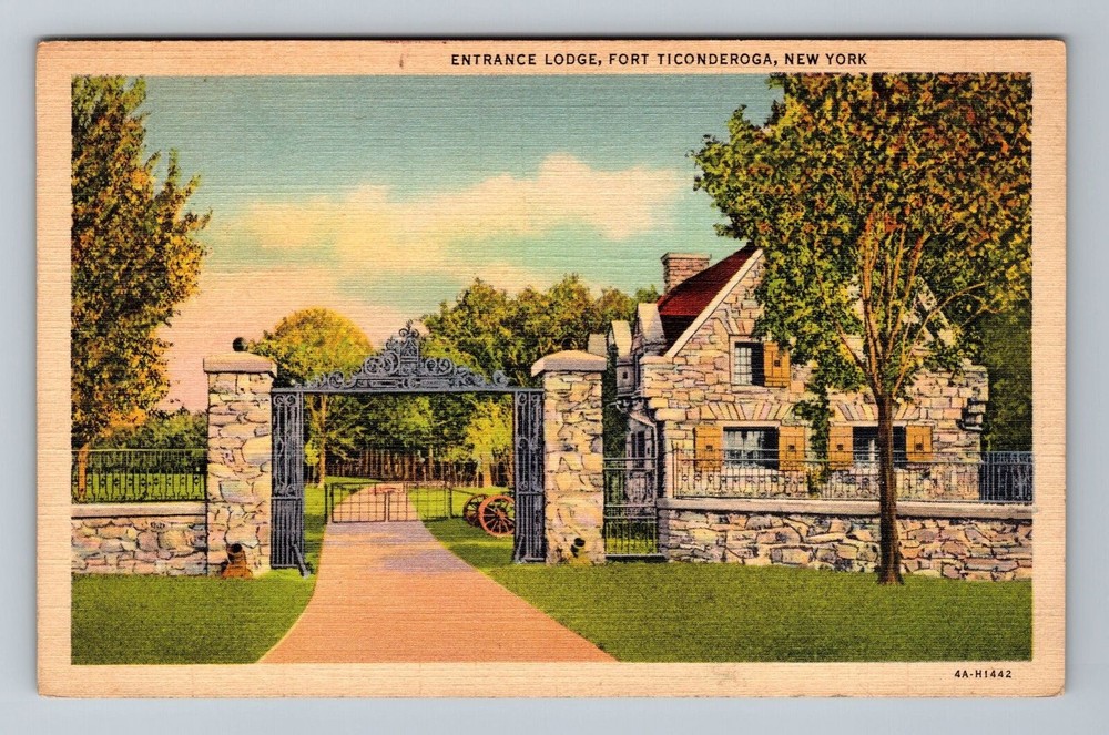 Fort Ticonderoga NY-New York, Lodge Entrance, Vintage Postcard