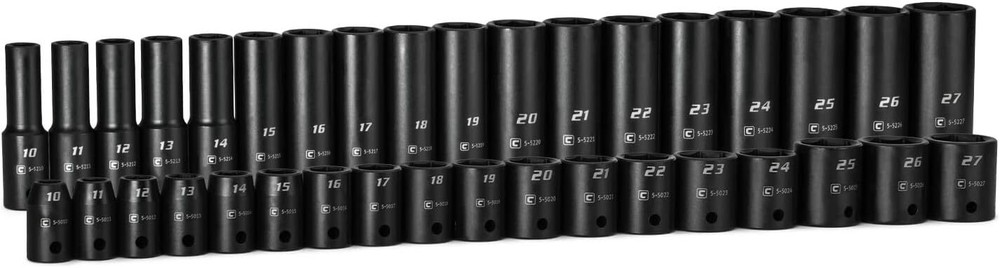Capri Tools 1/2 in. Drive Shallow and Deep Impact Socket Set, Metric, NEW