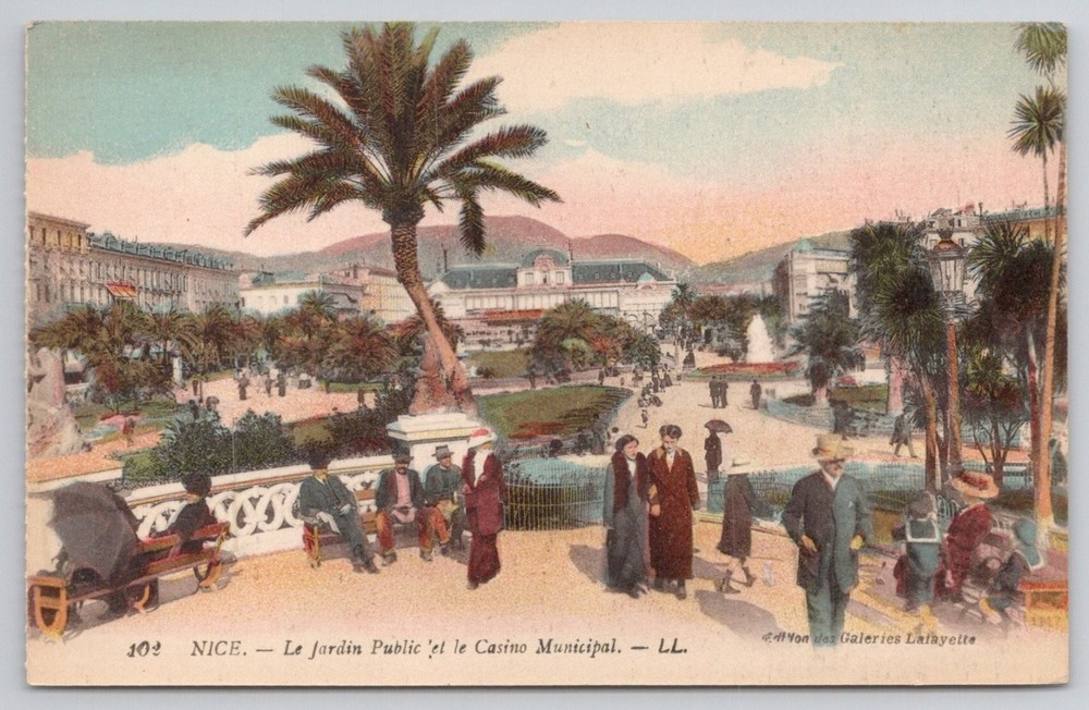 Nice France Public Garden Casino Municipal Vintage Postcard LL Lévy Fils