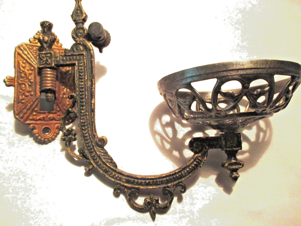 Vintage Cast Iron Wall Oil Lamp Bracket