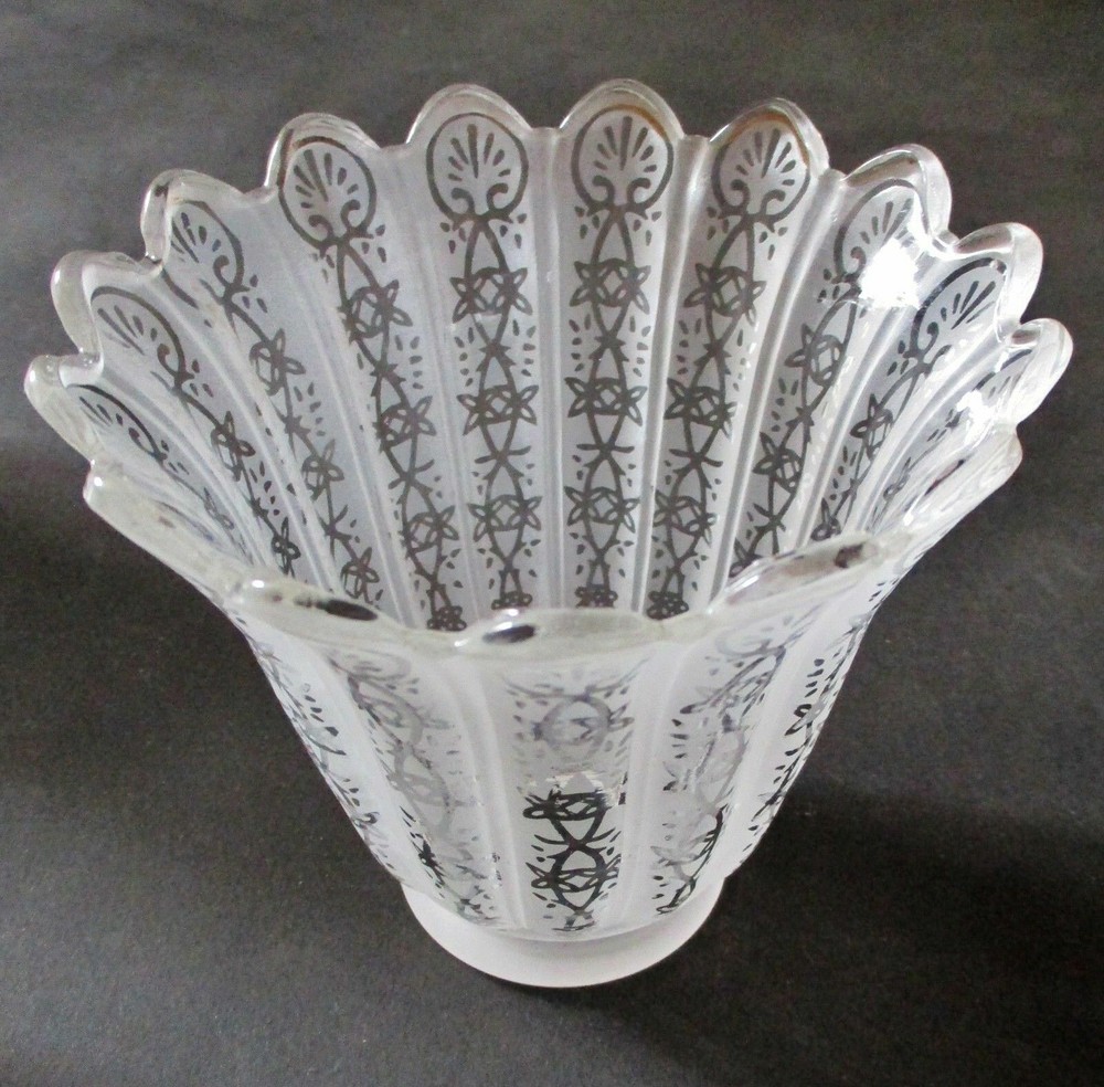 Acid Frosted Glass Tulip Napoleon III with Empire Decor, Chandelier or Lamp 2/3-image