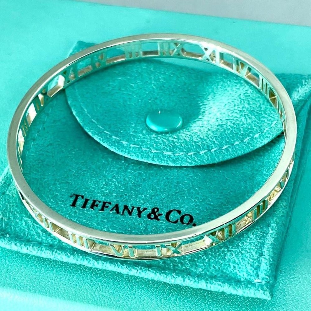 Tiffany Open Atlas Sterling Silver Unisex Bangle Bracelet