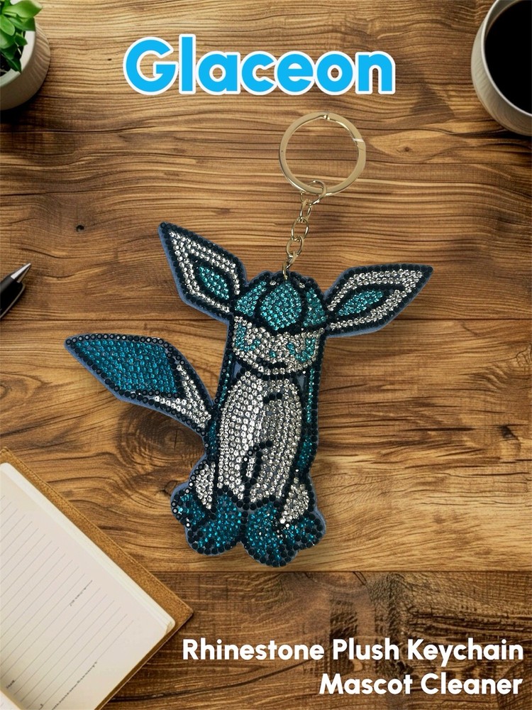 Pokemon Rhinestone Plush Keychain Glaceon Mascot Cleaner Nintendo from Japan