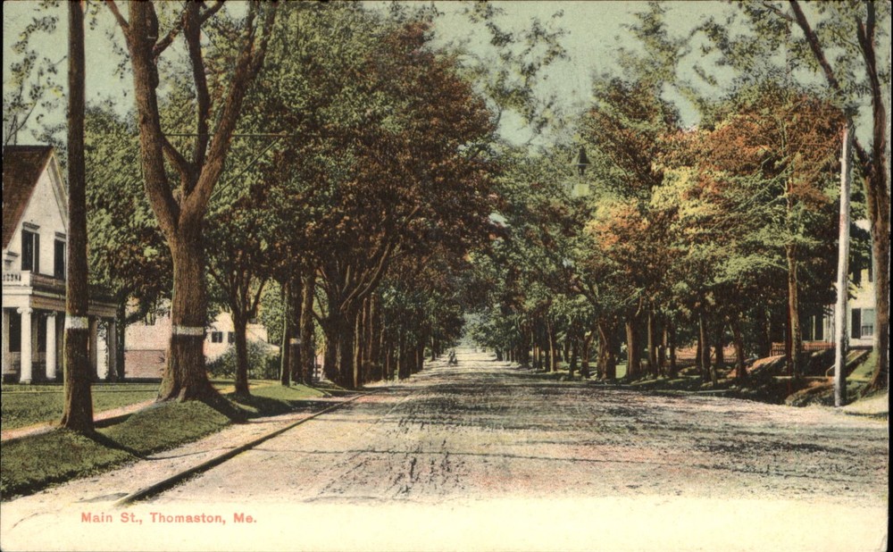 Main Street ~ Thomaston Maine ~ GW Morris postcard c1905 UDB unused