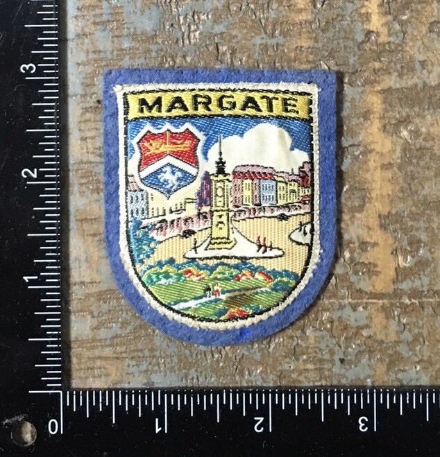 Vintage MARGATE Clock Tower Skyline England Travel Souvenir Woven Patch