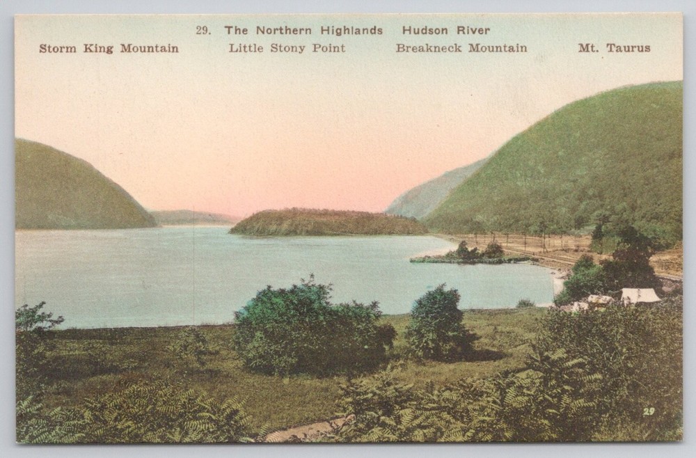 Hudson River Northern Highlands Storm King Mt. Taurus Hand-Colored Postcard