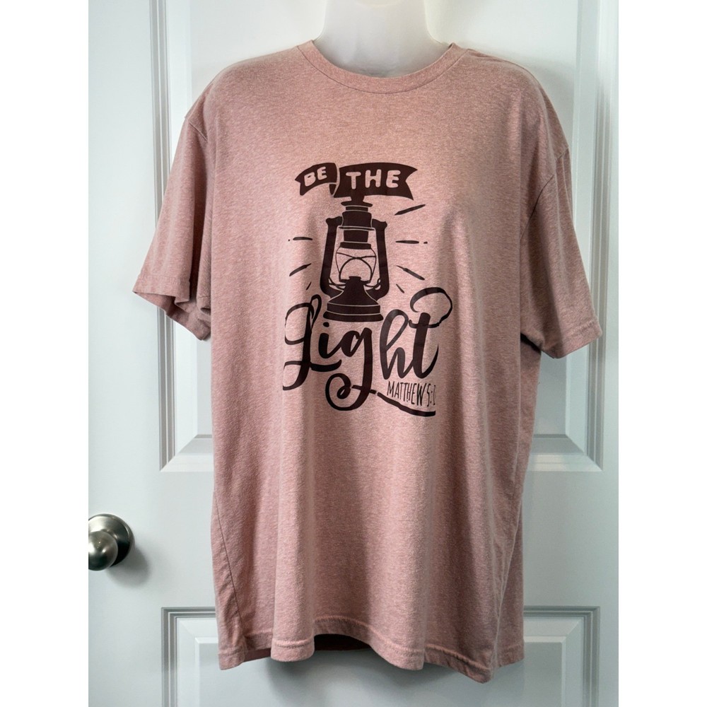 Next Level Be The Light Matthew 5 14 Graphic T Shirt Womens XL Pink Heather