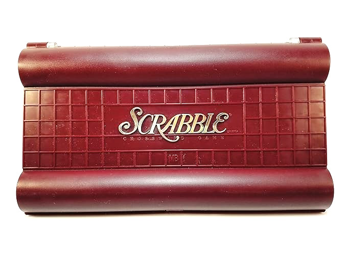 Vintage Scrabble Travel Edition MB 1990 Complete Burgundy Clamshell Game Set Z4