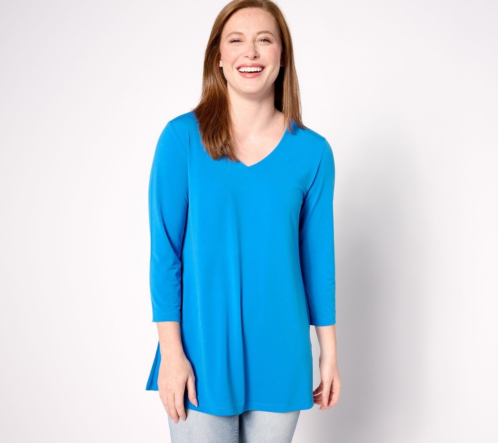 Susan Graver Women's Top Sz XS Modern Essentials Reg Liquid Knit Blue A630793