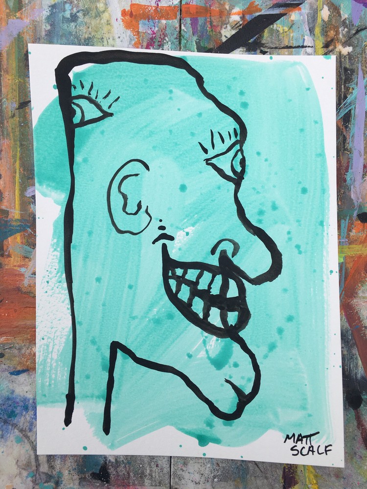Matt Scalf Face Abstract Street Pop Art Graffiti ORIGINAL PAINTING 9x12 Portrait