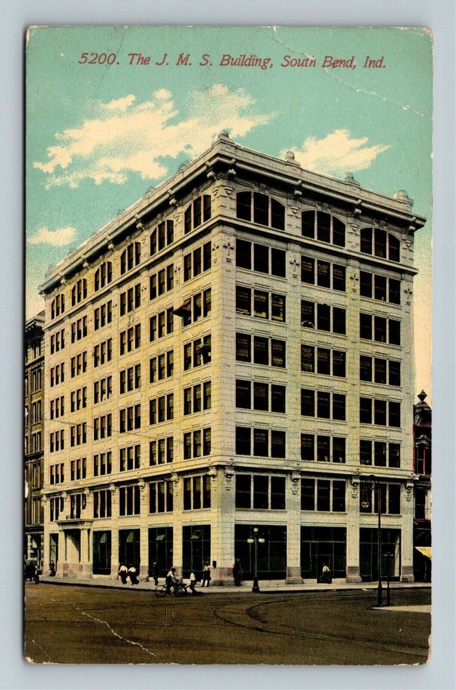South Bend IN Indiana The J M S Building c1911 Vintage Souvenir Postcard
