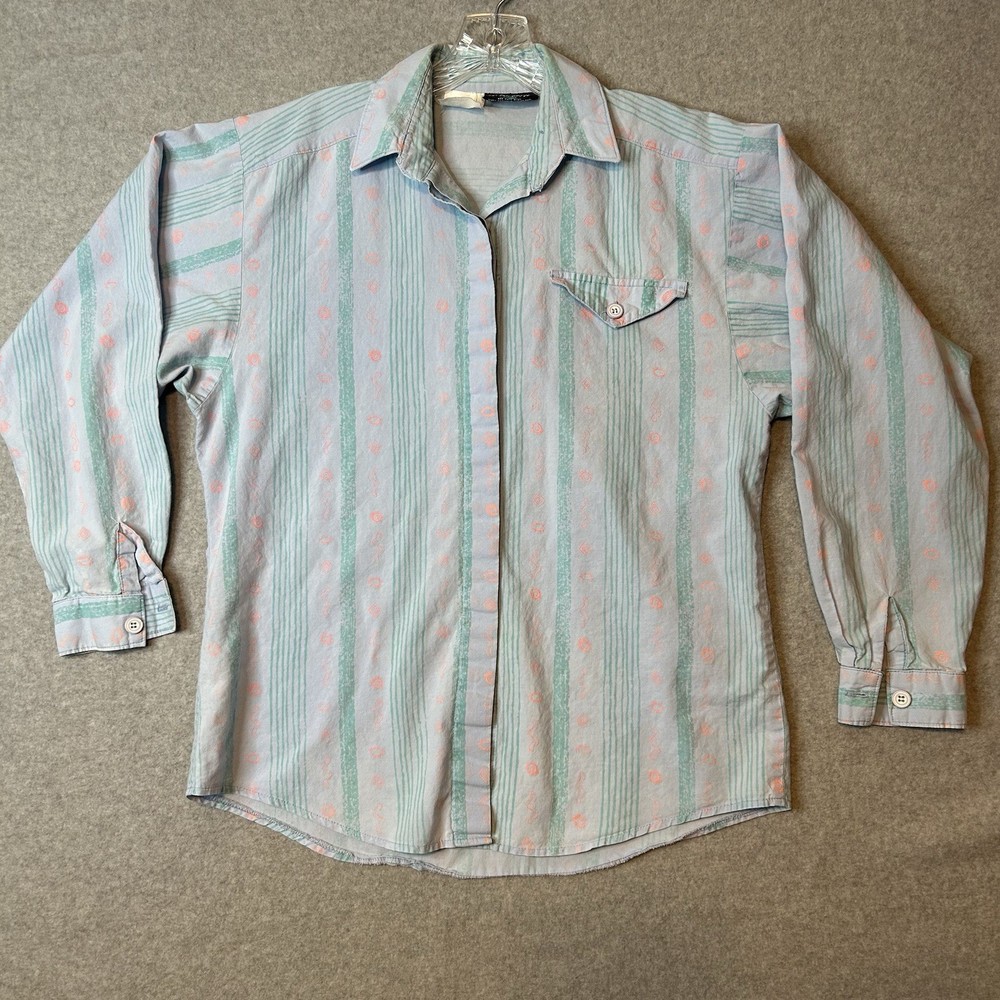 Vintage Rocky Mountain Clothing Women’s Shirt Medium Blue stripe