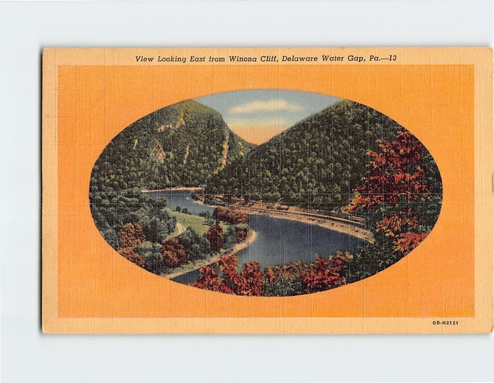 Postcard View Looking East from Winona Cliff Delaware Water Gap Pennsylvania USA