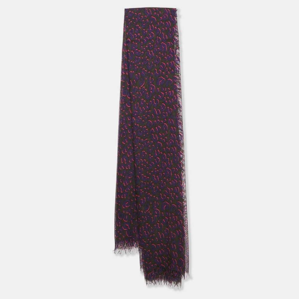 Louis Vuitton Purple Cashmere Scarf with Signature Print