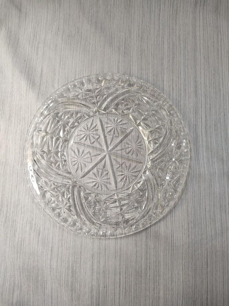 Vintage Clear Glass Salad Dessert Plate Anchor Hocking  Stars & Bars 8 -3/8