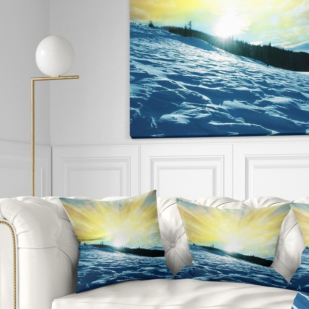 Designart 'Winter with Blue Waters At Sunset' Seashore Throw