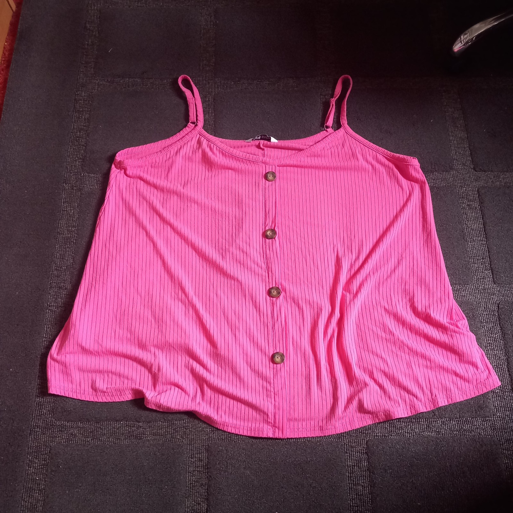 Women's Pink Rib Cami Sleeveless Top Blouse UK Size 26-28