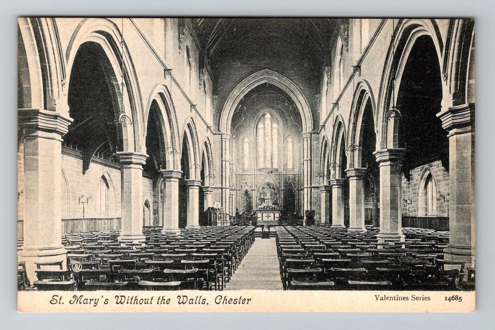 England- Chester St. Mary's Cathedral Interior Old Card PC Post Vintage Postcard