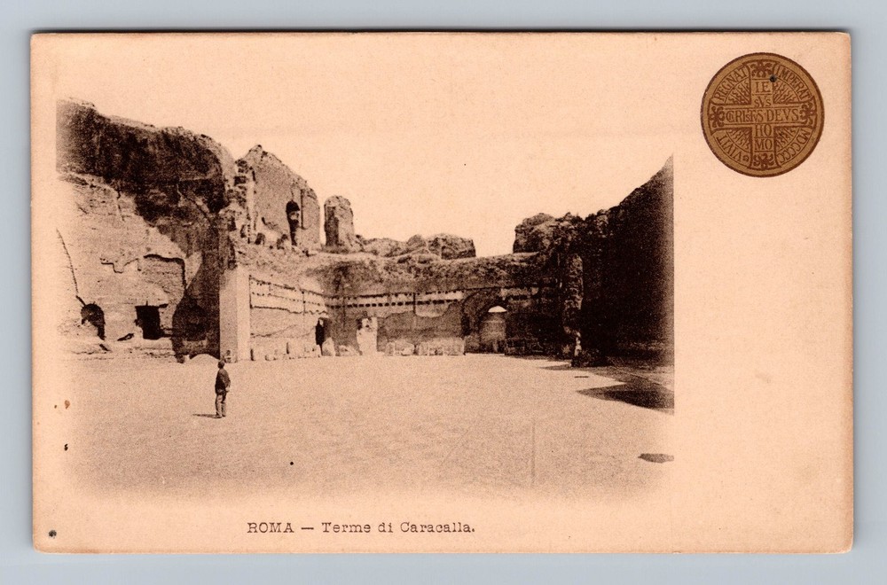 Italy- Rome Ancient Baths of Caracalla Souvenir Postal PC Old Vintage Postcard