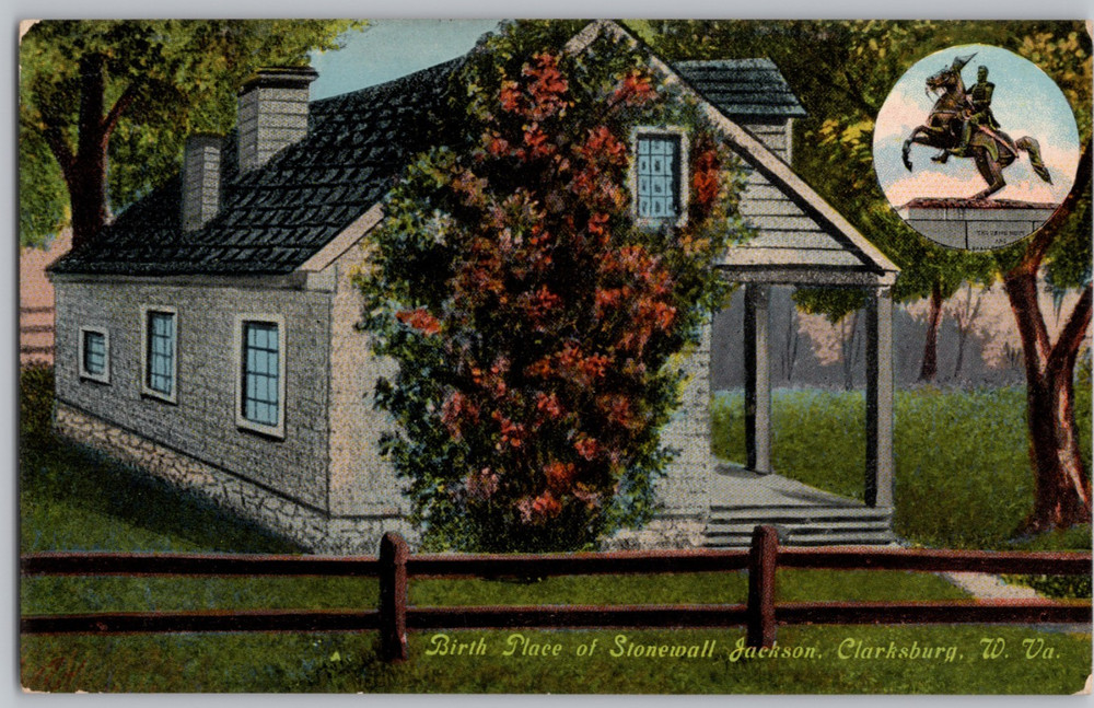 WV Clarksburg Birthplace of General Stonewall Jackson Unposted Robbins Postcard