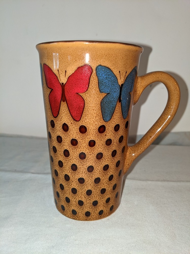 Glazed Pottery Mug - Butterfly Theme