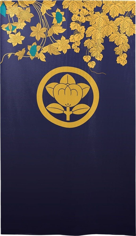 Simon Baker Noren Curtain Set 7-Piece Family Crest Tachibana Vine 85x150cm