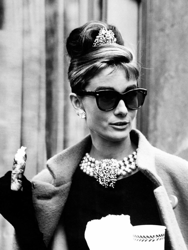 Wall Photo Breakfast at Tiffany's, Audrey Hepburn Eating Between Scenes on Se...