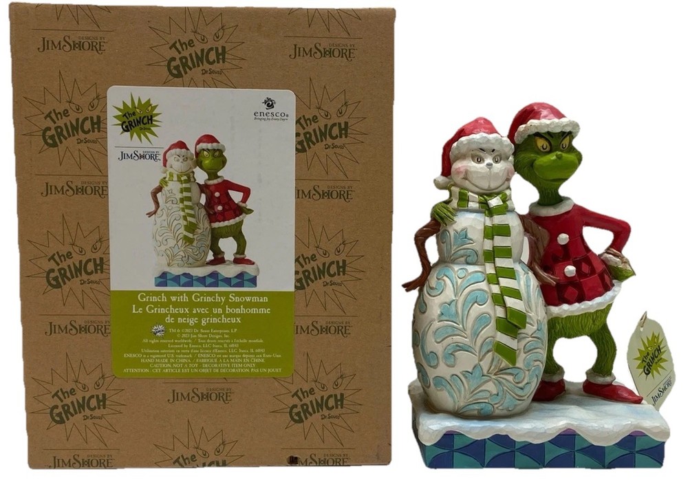 2023 Enesco Jim Shore Grinch with Snowman Figurine Christmas Holiday Decor