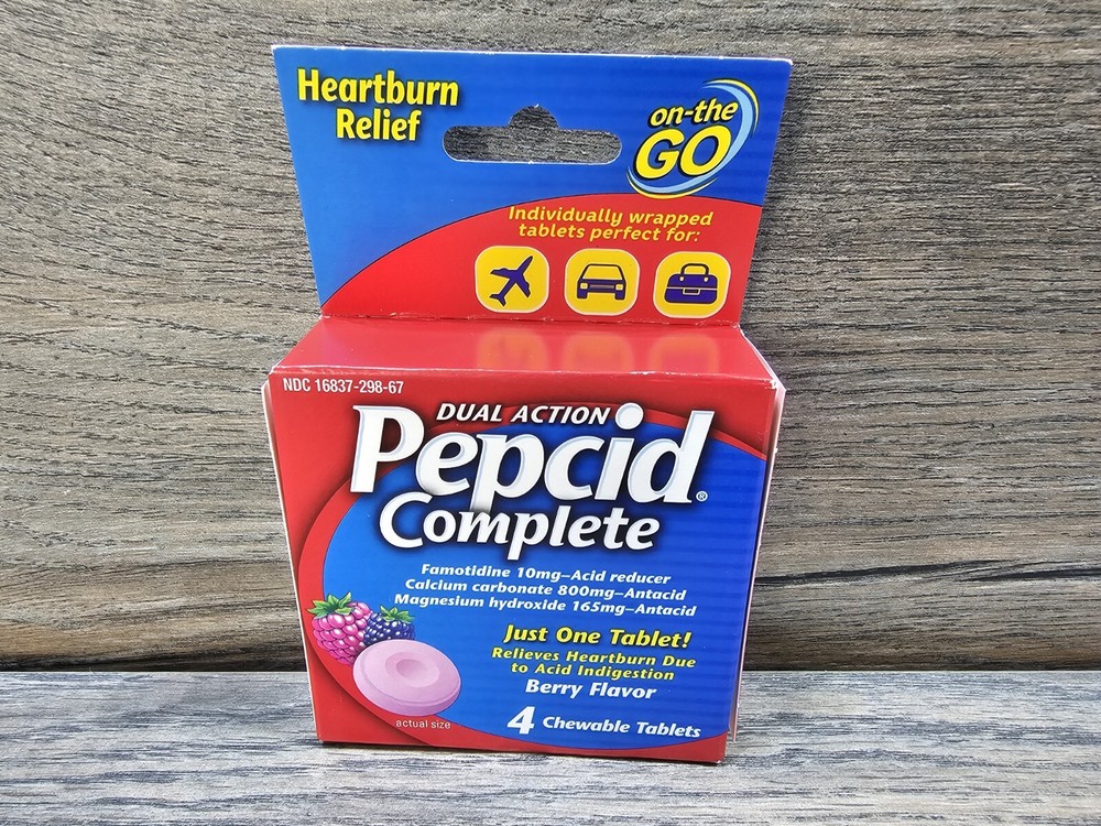 Pepcid Complete Acid Reducer and Antacid with Berry Flavor - 4 Chewable Tablets-image