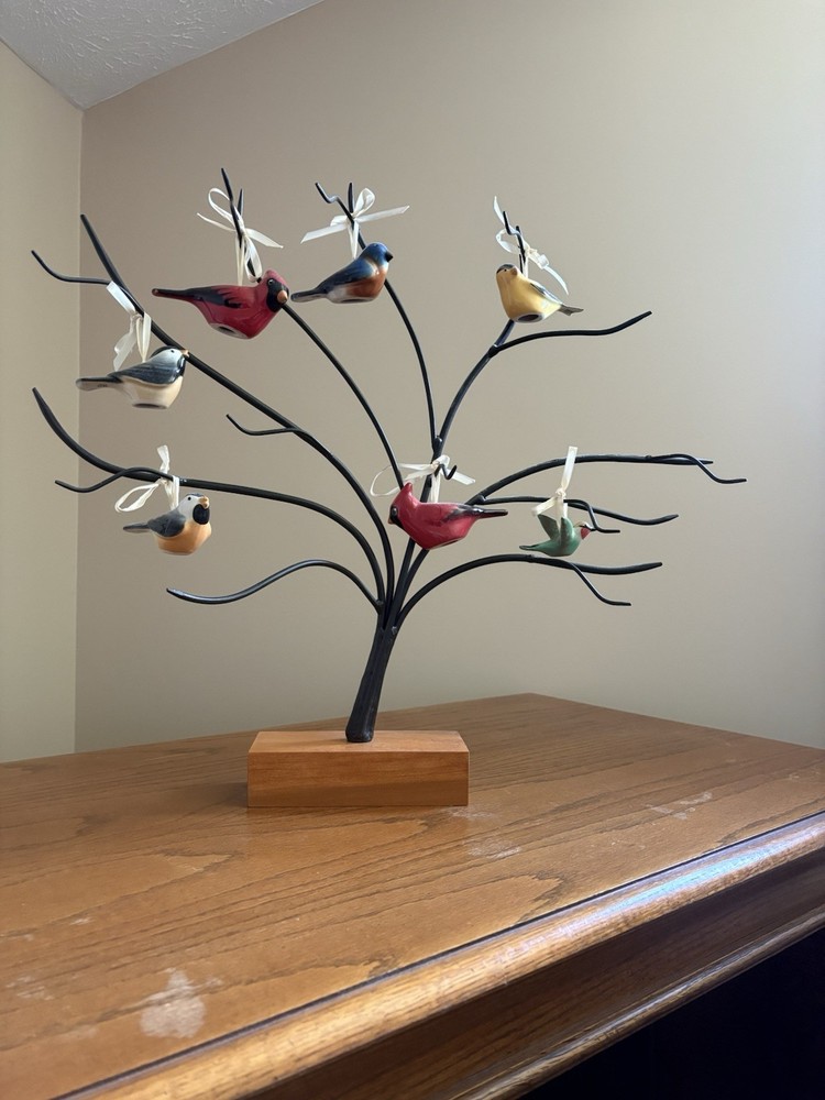 Longaberger Backyard Bird CC Wrought Iron Tree with Seven Bird Ornaments Set !