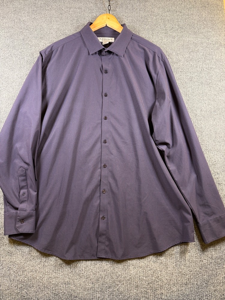 Mizzen + Main Mens Button Front Shirt Performance Size XL Purple Geometric
