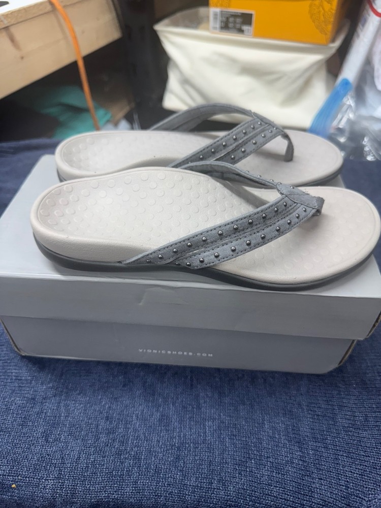 Vionic Tasha Slate Grey Toe Post Sandal Flip Flop Women's US Sizes 5 New