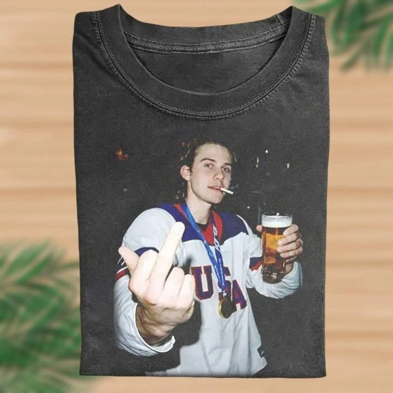 Funny Jack Hughes Usa Gold Hockey T-Shirt, Patriotic Hockey Fan Shirt