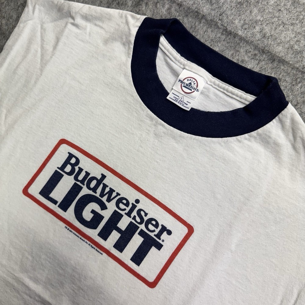 Vintage Bud Light Beer Ad Ringer Sleeveless T-Shirt Men's Large USA