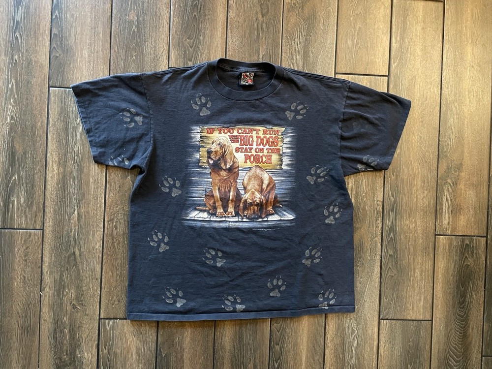 Big Dogs Truckers 3D T-Shirt Vintage 'If You Can't Run with the Big Dogs' sizeXL