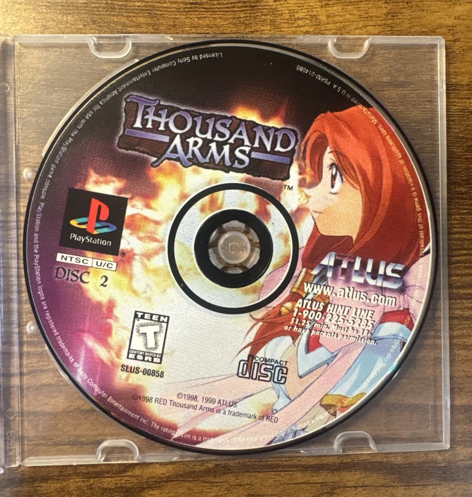 Thousand Arms Sony PlayStation 1 PS1 1999 Disc 2 Only With Clear Case US Version