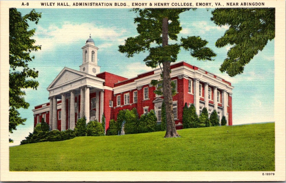 Dr Jim Stamps Postcard Wiley Hall Admin Bldg Emory & Henry College Virginia