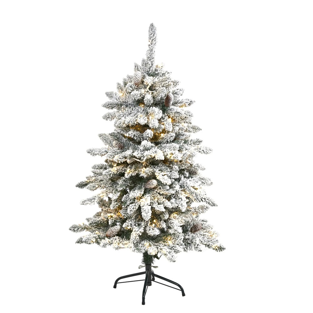 4ft Flocked Livingston Fir Christmas Tree with 150 Clear Green Tips