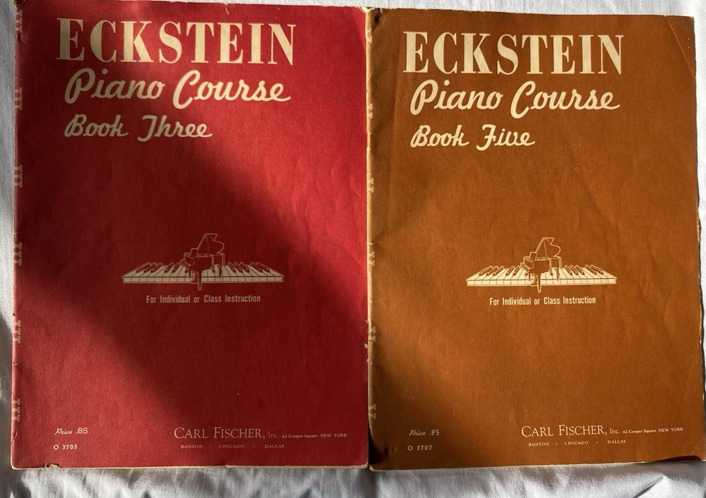Vintage 1951 Eckstein Piano Course Book Three & Book Five Maxwell Eckstein Lot